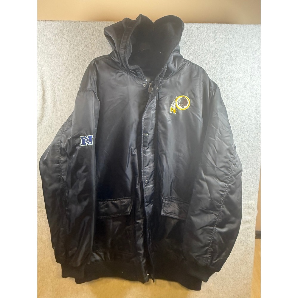 NFL Pro Line Washington Redskins Hooded Jacket Black Faux Fur Lined XXL Mens